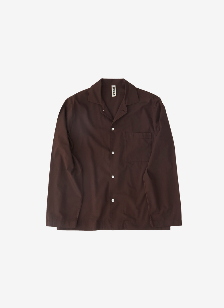 Tekla Poplin Sleep Shirt - Coffee 1 Tekla Poplin Sleep Shirt - Coffee