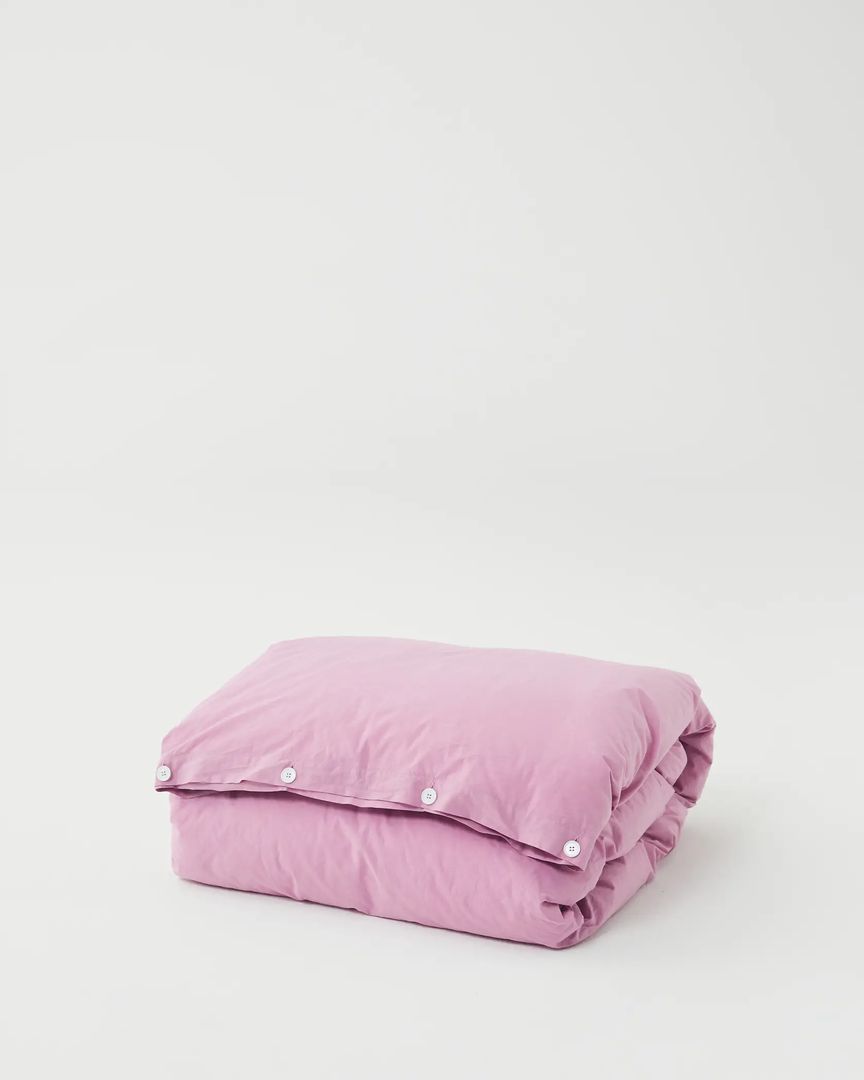 Tekla Percale Duvet Cover - Mallow Pink Home Living 3 Tekla Percale Duvet Cover - Mallow Pink Home Living