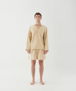 Tekla Poplin Sleep Shorts - Khaki