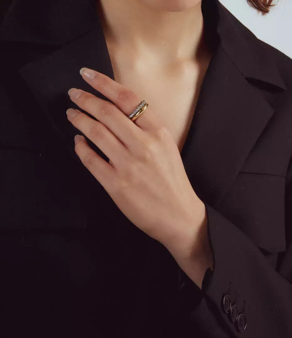 Jessica McCormack Fashion Jewellery Diamond Eternity Band - Cut-Down Small Diamond Blackened Gold 2 Jessica McCormack Fashion Jewellery Diamond Eternity Band - Cut-Down Small Diamond Blackened Gold