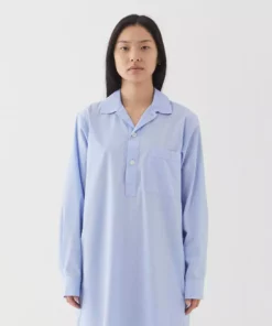Tekla Fashion Jewellery Poplin Night Shirt - Shirt Blue