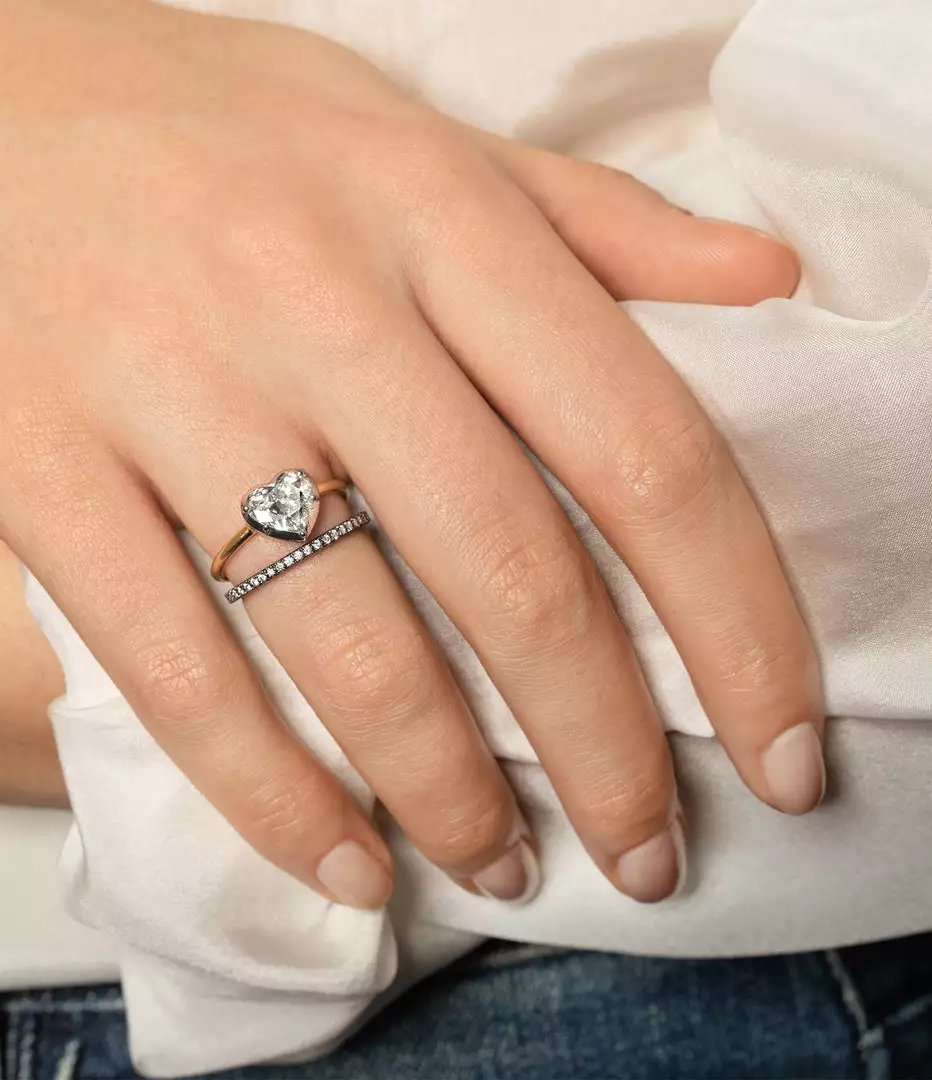 Jessica McCormack Button Back Diamond Ring - Heart Shaped 1.00ct BWG 2 Jessica McCormack Button Back Diamond Ring - Heart Shaped 1.00ct BWG