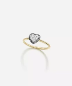 Jessica McCormack Fashion Jewellery Button Back Diamond Ring - Heart Shaped 0.75ct BWG
