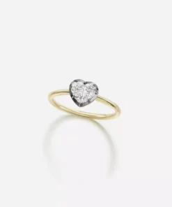 Jessica McCormack Button Back Diamond Ring - Heart Shaped 1.00ct BWG