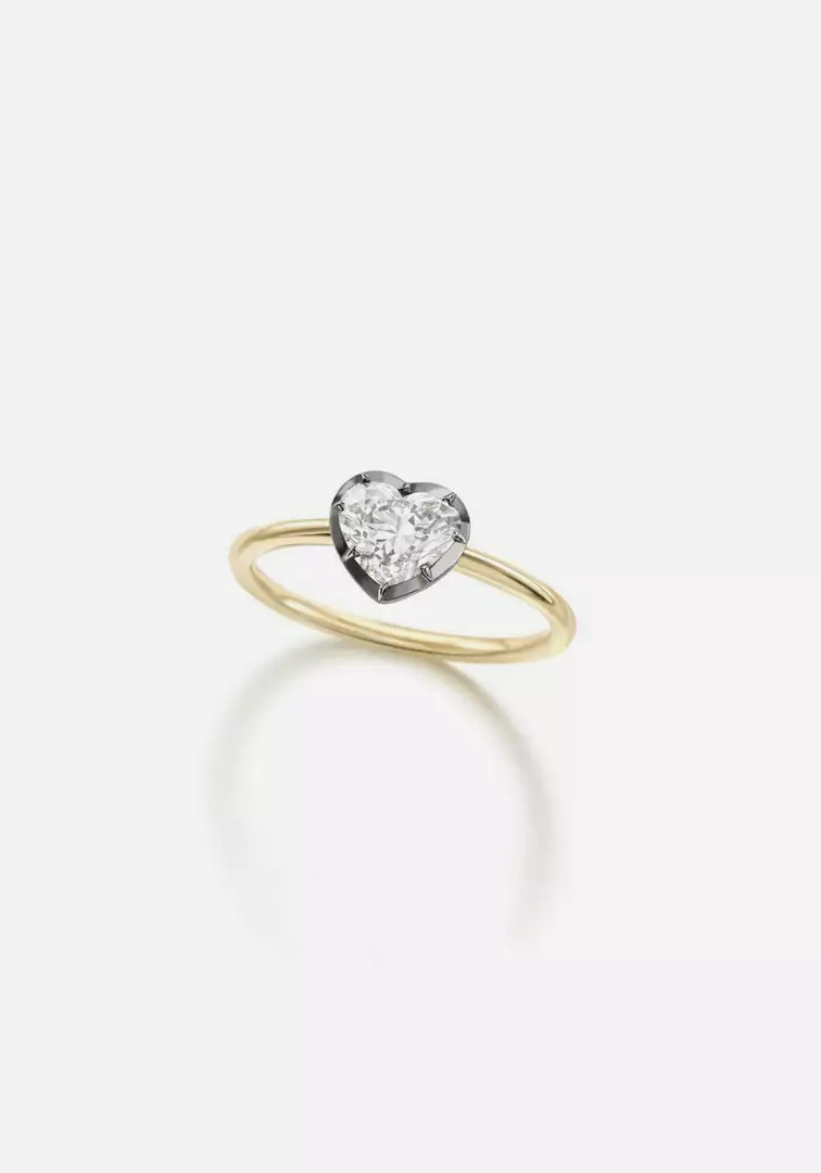 Jessica McCormack Button Back Diamond Ring - Heart Shaped 1.00ct BWG 1 Jessica McCormack Button Back Diamond Ring - Heart Shaped 1.00ct BWG