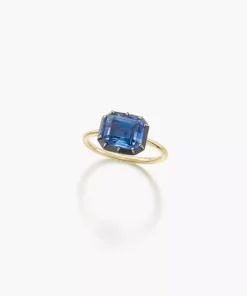 Jessica McCormack Signature Sapphire Ring - Emerald Cut 3.53ct Sapphire East-West Button Back Ring