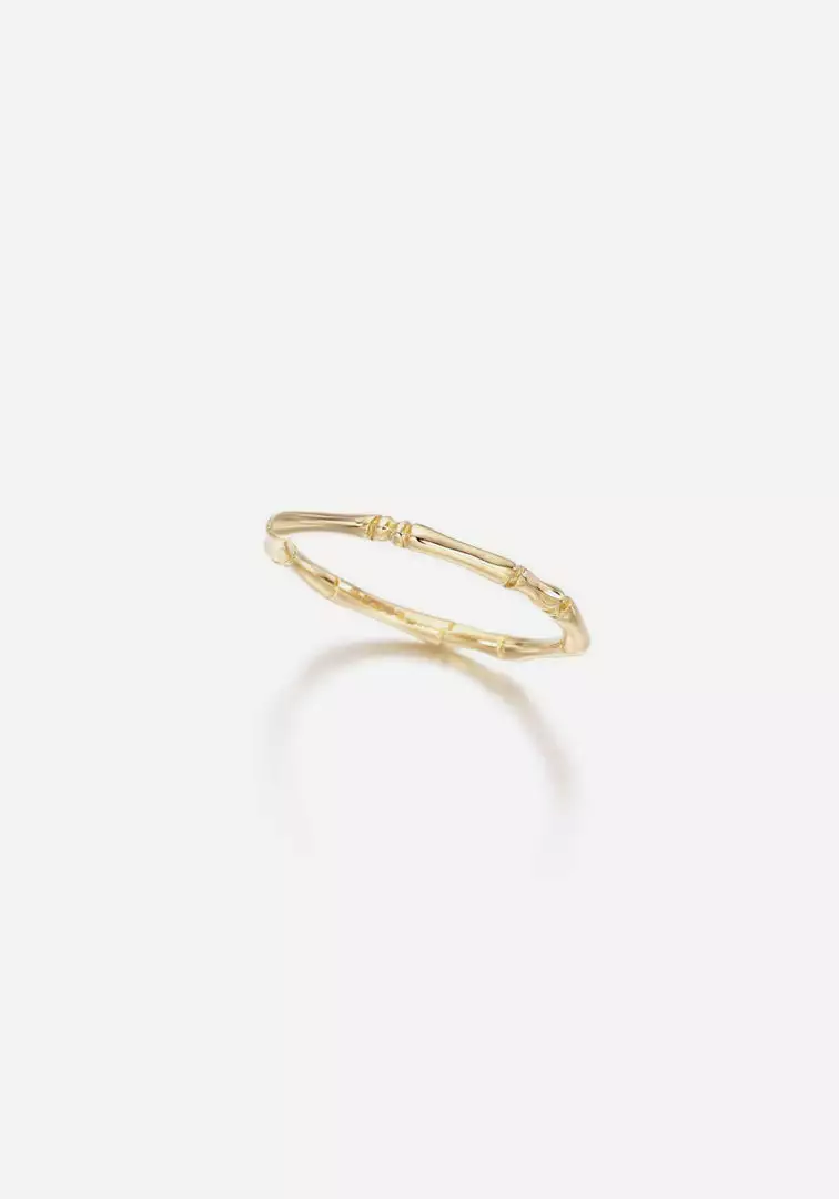 Jessica McCormack Fashion Jewellery Bamboo Ring - Yellow Gold Fine Band 1 Jessica McCormack Fashion Jewellery Bamboo Ring - Yellow Gold Fine Band