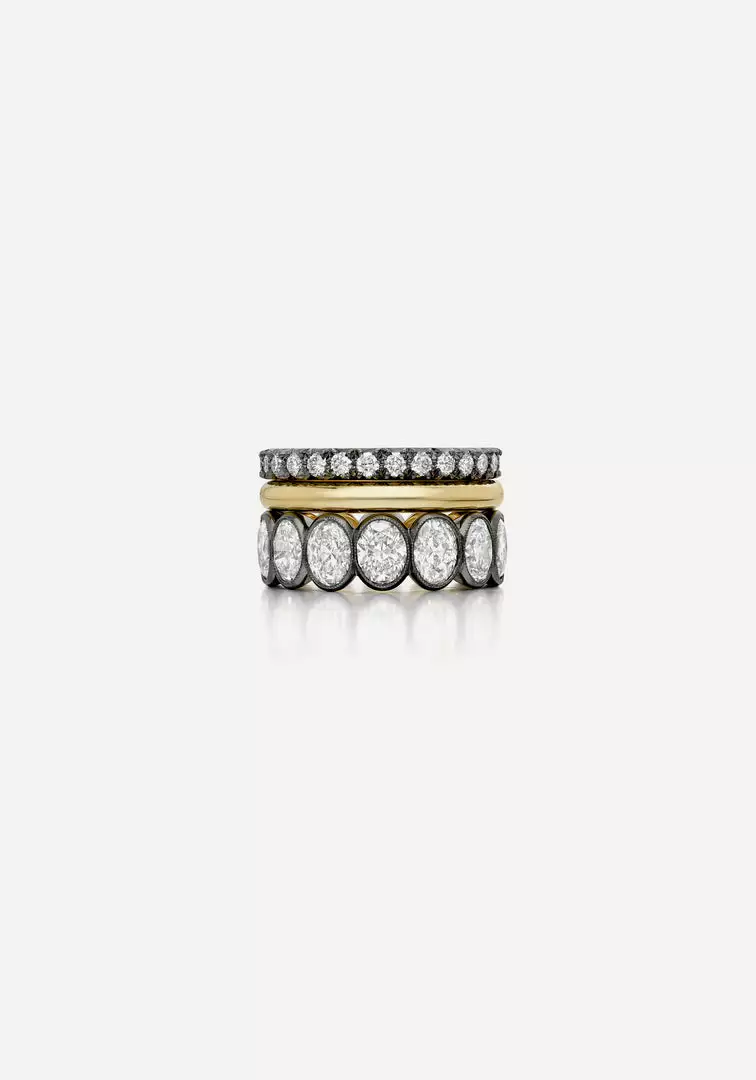 Jessica McCormack Half-Set Diamond Eternity Band - Rose And Blackened Gold 2 Jessica McCormack Half-Set Diamond Eternity Band - Rose And Blackened Gold