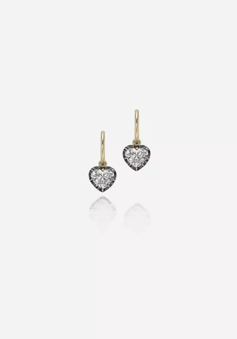 Jessica McCormack Fashion Jewellery Signature Diamond Gypsets - Heart Shaped Blackened Gold 2 Jessica McCormack Fashion Jewellery Signature Diamond Gypsets - Heart Shaped Blackened Gold