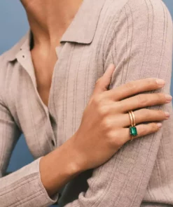 Jessica McCormack Button Back Emerald Ring - Emerald Cut East/West 3.73ct BWG Dream Gifts For Her