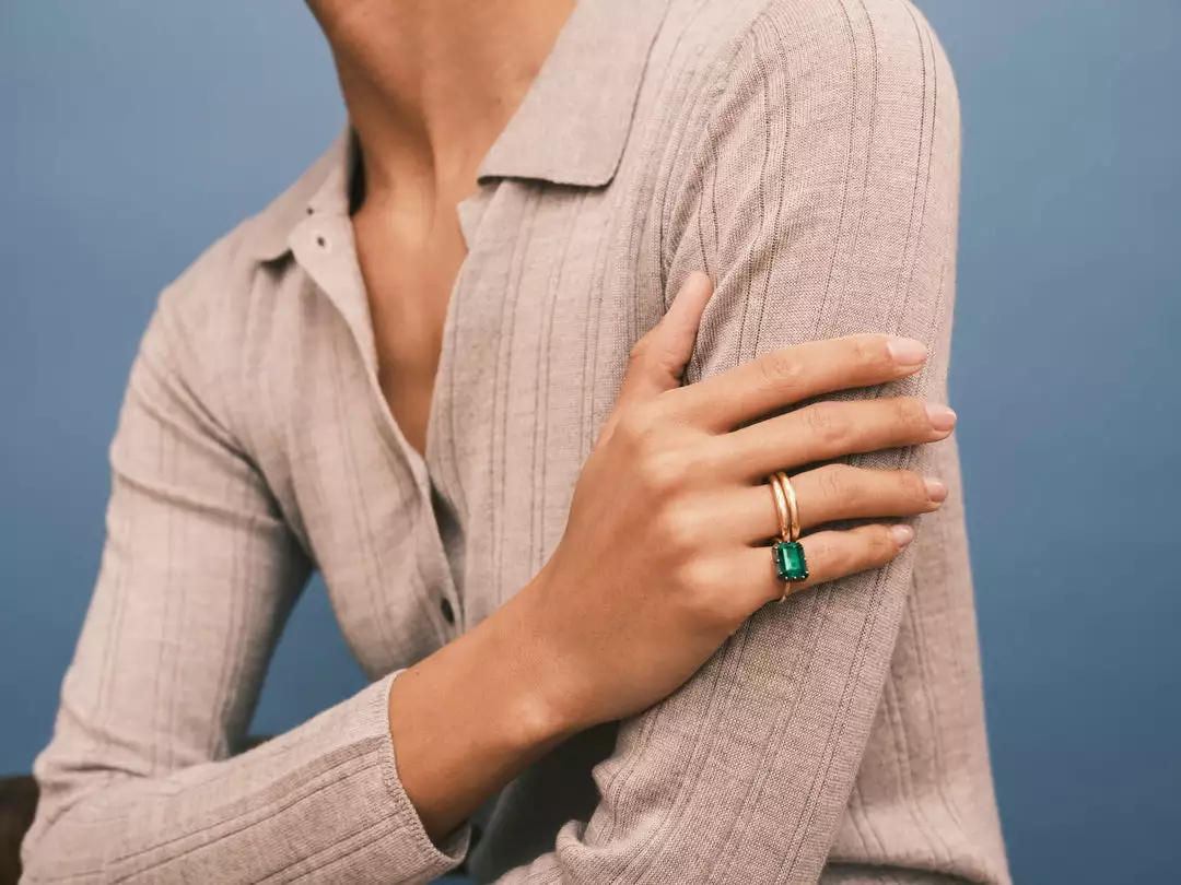 Jessica McCormack Button Back Emerald Ring - Emerald Cut East/West 3.73ct BWG Dream Gifts For Her 1 Jessica McCormack Button Back Emerald Ring - Emerald Cut East/West 3.73ct BWG Dream Gifts For Her