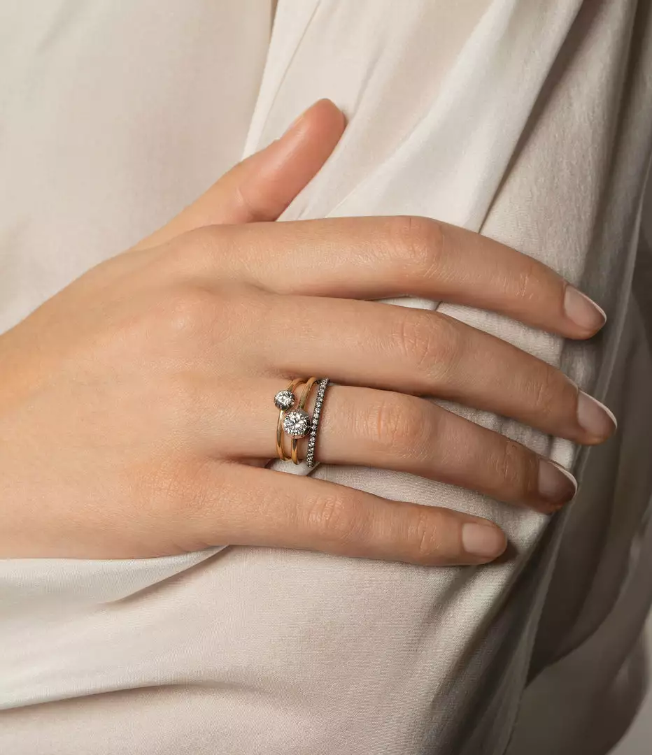 Jessica McCormack Fashion Jewellery Button Back Diamond Ring - Brilliant Cut 0.50ct WG 2 Jessica McCormack Fashion Jewellery Button Back Diamond Ring - Brilliant Cut 0.50ct WG