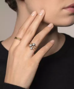 Jessica McCormack Button Back Diamond Ring - Brilliant Cut 0.25ct BWG Fashion Jewellery