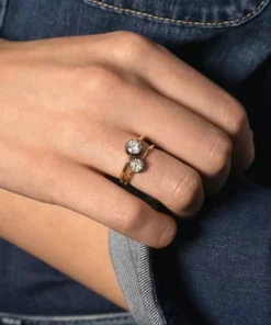 Jessica McCormack Button Back Diamond Ring - Brilliant Cut 0.40ct WG Fashion Jewellery