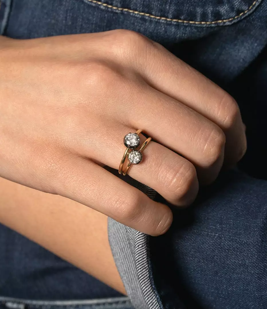 Jessica McCormack Fashion Jewellery Button Back Diamond Ring - Brilliant Cut 0.70ct BWG 2 Jessica McCormack Fashion Jewellery Button Back Diamond Ring - Brilliant Cut 0.70ct BWG