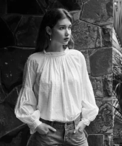 Mahsa Preacher Top In White Swiss Dot Fashion Jewellery