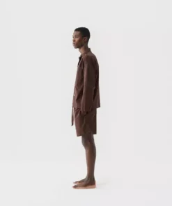 Tekla Poplin Sleep Shorts - Coffee