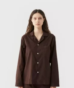 Tekla Poplin Sleep Shirt - Coffee 7 Tekla Poplin Sleep Shirt - Coffee