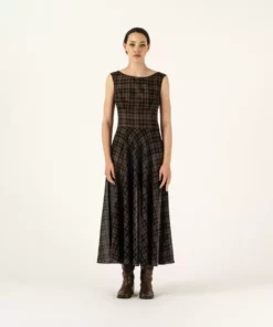 Penny Sage Cleo Dress - Liquorice Check