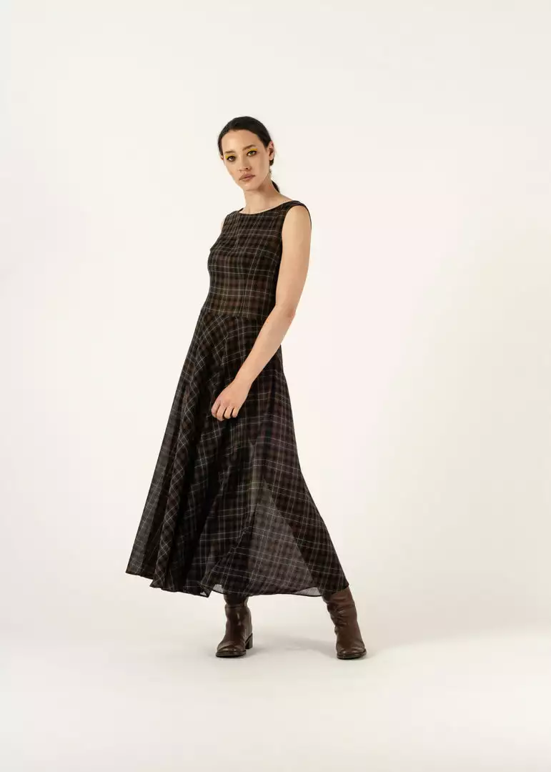 Penny Sage Cleo Dress - Liquorice Check 1 Penny Sage Cleo Dress - Liquorice Check