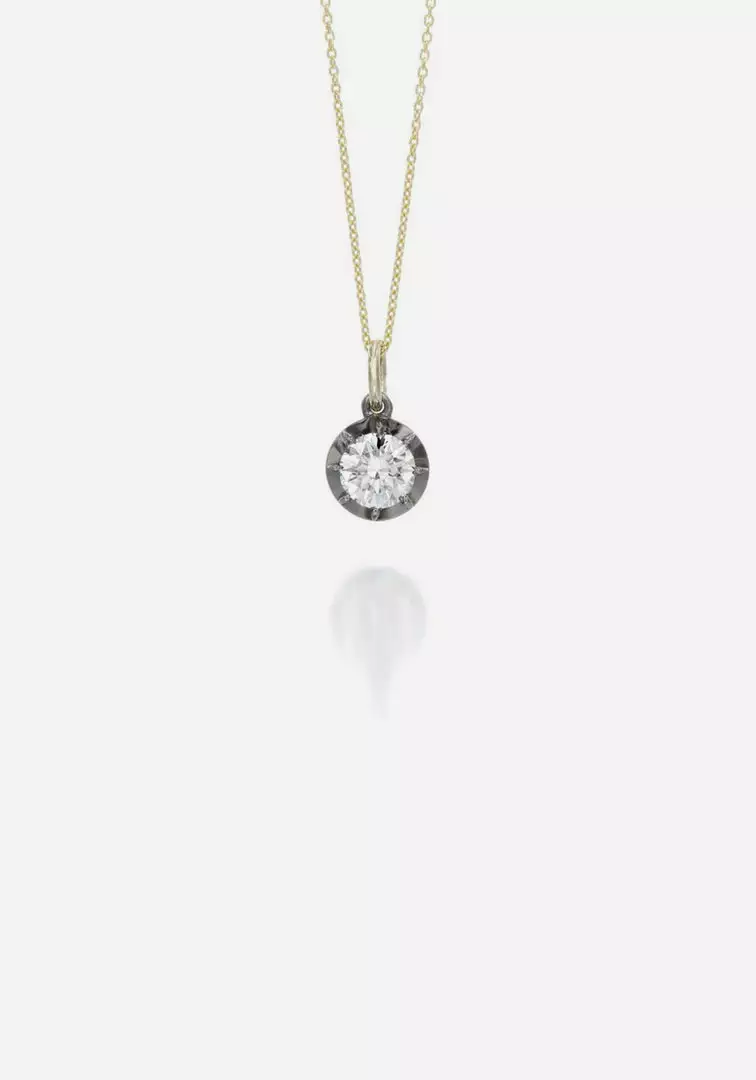 Jessica McCormack Fashion Jewellery Signature Diamond Pendant - Round Diamond Blackened Gold 2 Jessica McCormack Fashion Jewellery Signature Diamond Pendant - Round Diamond Blackened Gold