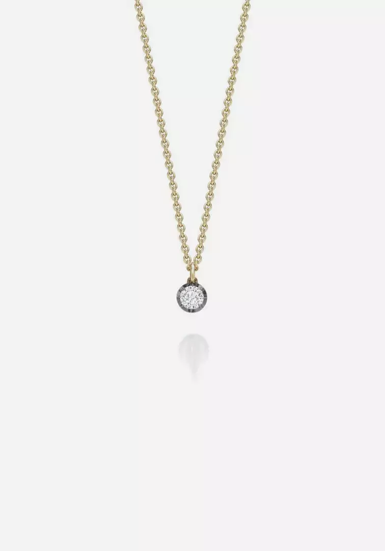Jessica McCormack Fashion Jewellery Signature Diamond Pendant - Round Diamond Blackened Gold 1 Jessica McCormack Fashion Jewellery Signature Diamond Pendant - Round Diamond Blackened Gold