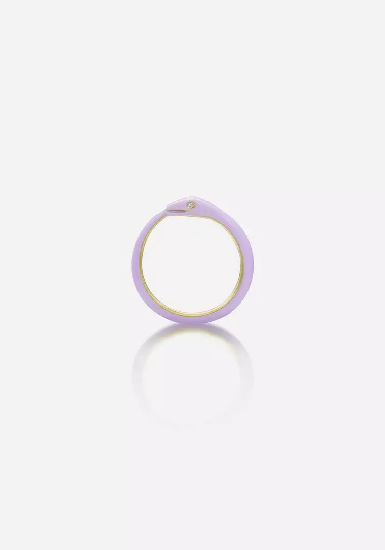 Jessica McCormack Fashion Jewellery Snake Ring - Enamel Lilac 1 Jessica McCormack Fashion Jewellery Snake Ring - Enamel Lilac