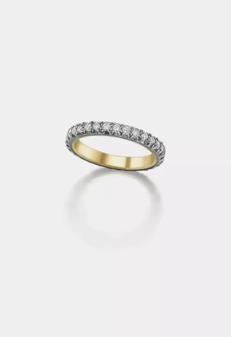 Jessica McCormack Fashion Jewellery Diamond Eternity Band - Cut-Down Small Diamond Blackened Gold 1 Jessica McCormack Fashion Jewellery Diamond Eternity Band - Cut-Down Small Diamond Blackened Gold