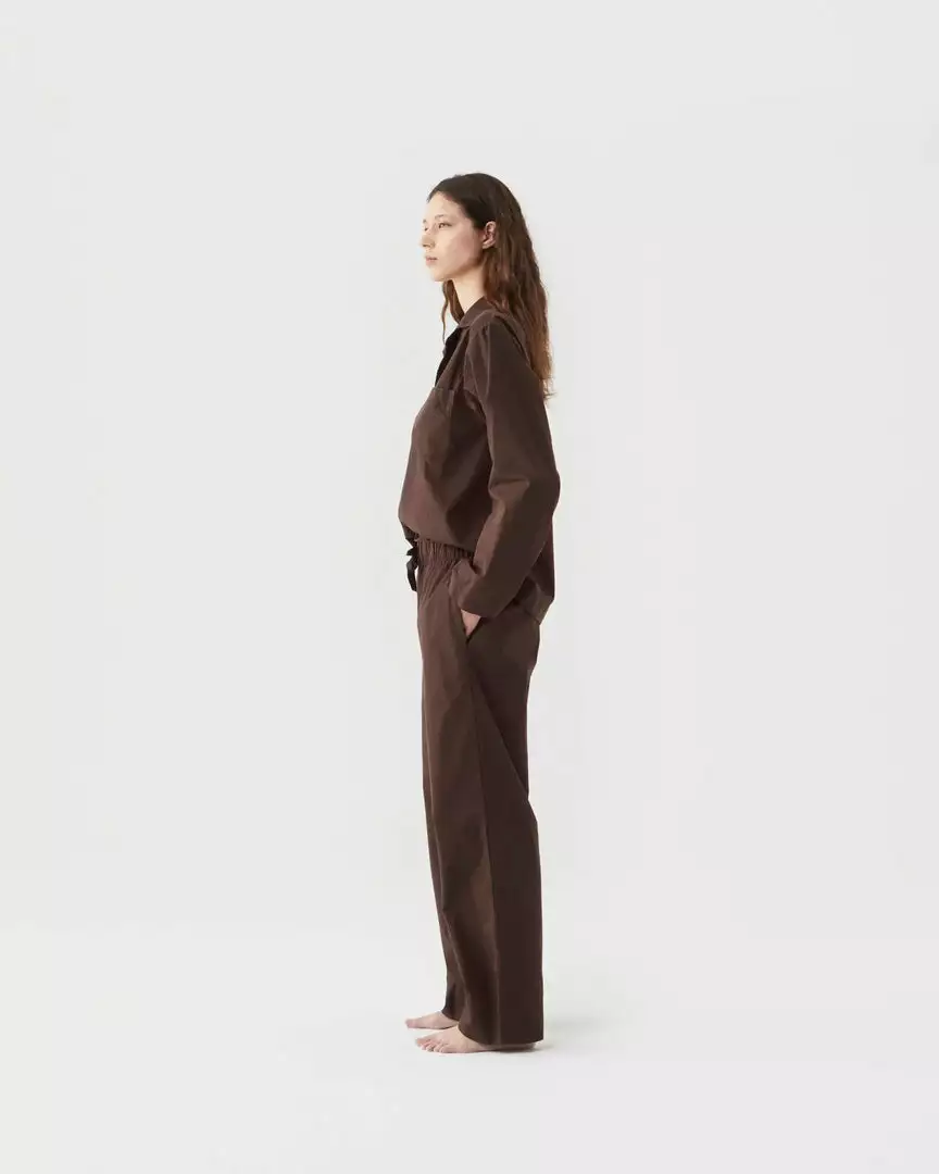 Tekla Poplin Sleep Shirt - Coffee 3 Tekla Poplin Sleep Shirt - Coffee
