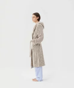 Tekla Hooded Bathrobe - Kodiak Stripe