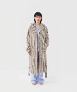 Tekla Hooded Bathrobe - Kodiak Stripe