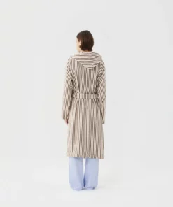 Tekla Hooded Bathrobe - Kodiak Stripe