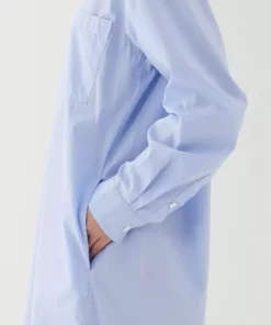 Tekla Fashion Jewellery Poplin Night Shirt - Shirt Blue