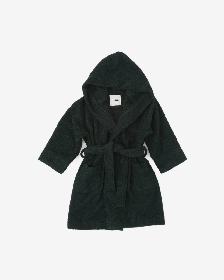Tekla Towels & Bathroom Linen Kids Hooded Bathrobe - Forest Green 1 Tekla Towels & Bathroom Linen Kids Hooded Bathrobe - Forest Green