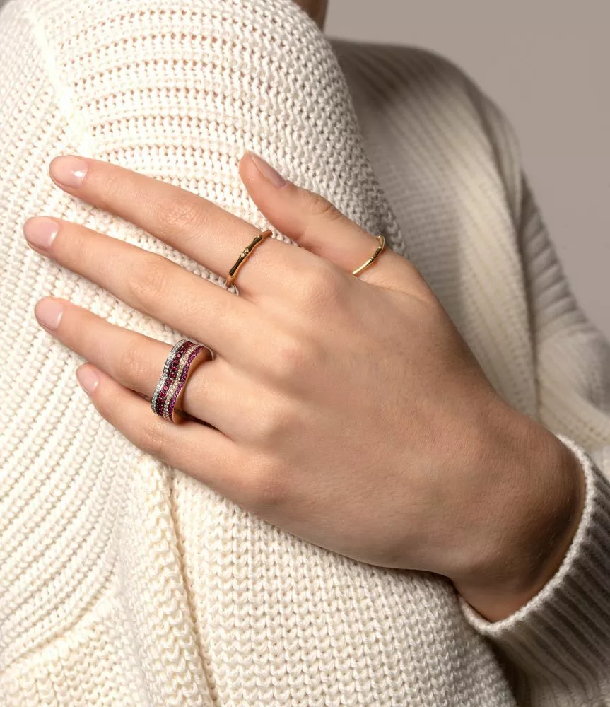 Jessica McCormack Fashion Jewellery Bamboo Ring - Yellow Gold Fine Band 2 Jessica McCormack Fashion Jewellery Bamboo Ring - Yellow Gold Fine Band