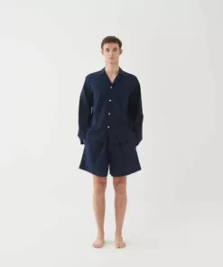 Tekla Poplin Sleep Shirt - True Navy