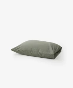 Tekla Cotton Percale Pillowcase - Olive Green - Pair