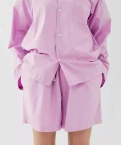 Tekla Dream Gifts For Her Poplin Sleep Shorts - Purple Pink
