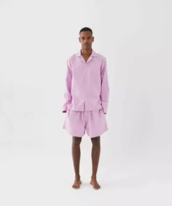 Tekla Dream Gifts For Her Poplin Sleep Shorts - Purple Pink