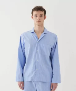 Tekla Dream Gifts For Her Poplin Sleep Shirt - Pin Stripes