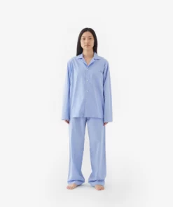 Tekla Dream Gifts For Her Poplin Sleep Shirt - Pin Stripes