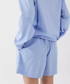 Tekla Poplin Sleep Shorts - Pin Stripes