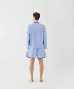 Tekla Poplin Sleep Shorts - Pin Stripes