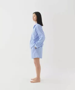 Tekla Poplin Sleep Shorts - Pin Stripes